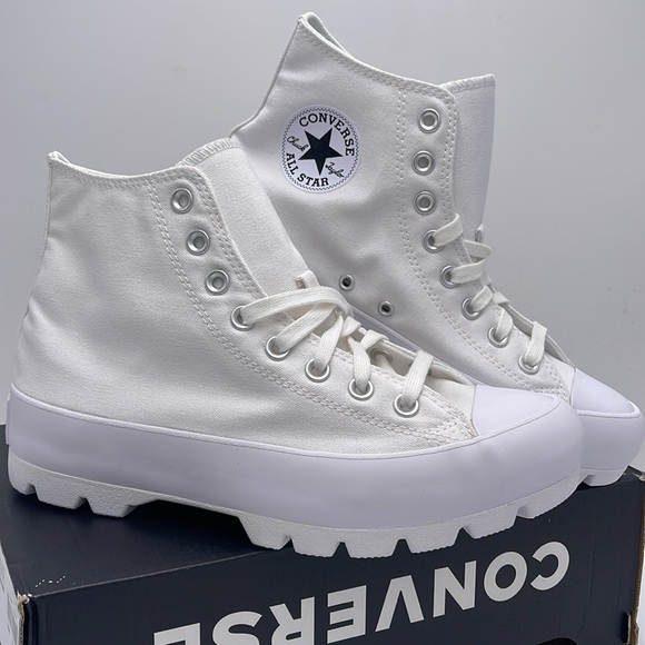 Converse WMNS CTAS LUGGED HI WHITE/BLACK/WHITE 565902C Platforms Sneakers - Picture 7 of 16